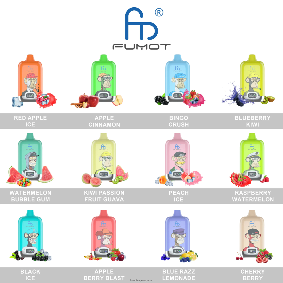 Fumot Digital Box vapeador desechable 12000 - 20ml (1 pieza) dos manzanas Fumot vape 2TBVR0154