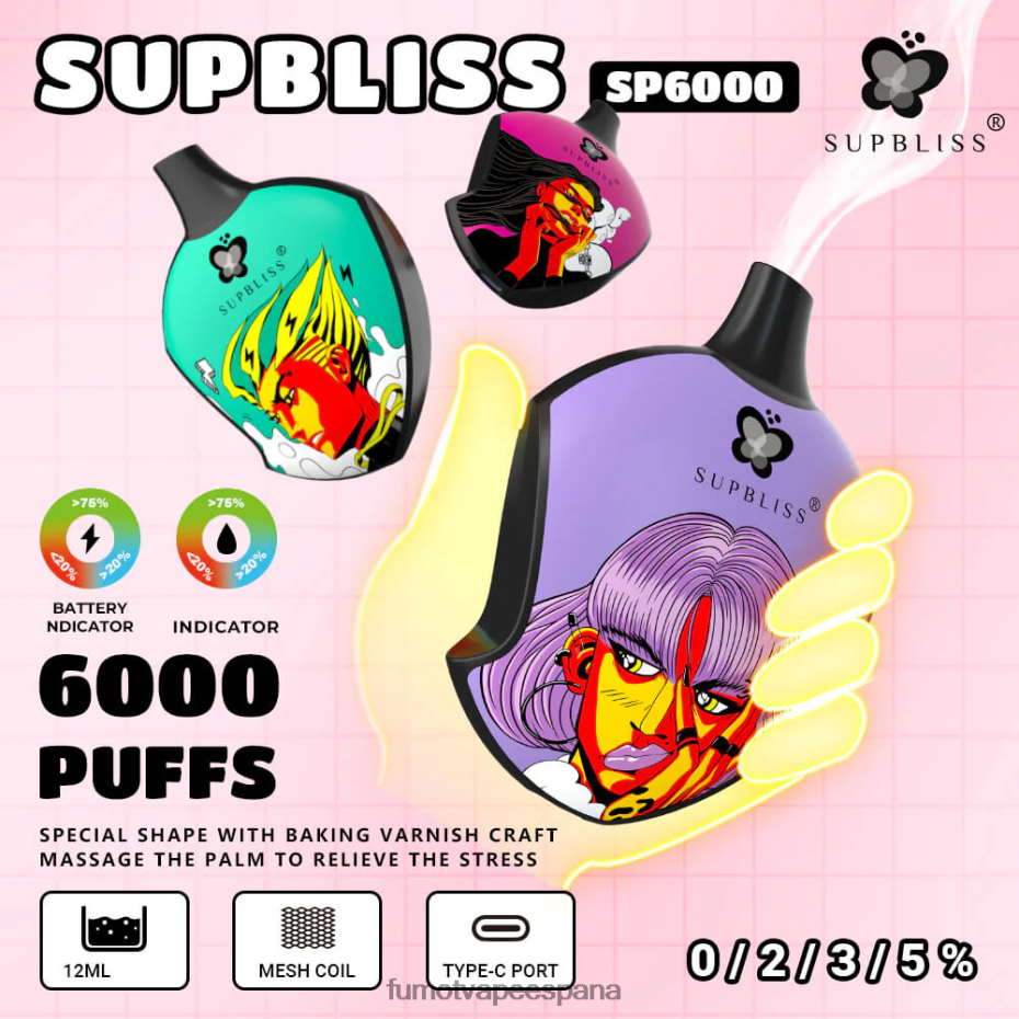 Fumot Supbliss cápsula de vapeo desechable sp6000 - 12 ml (1 pieza) caramelo arcoiris Fumot tech 2TBVR0460