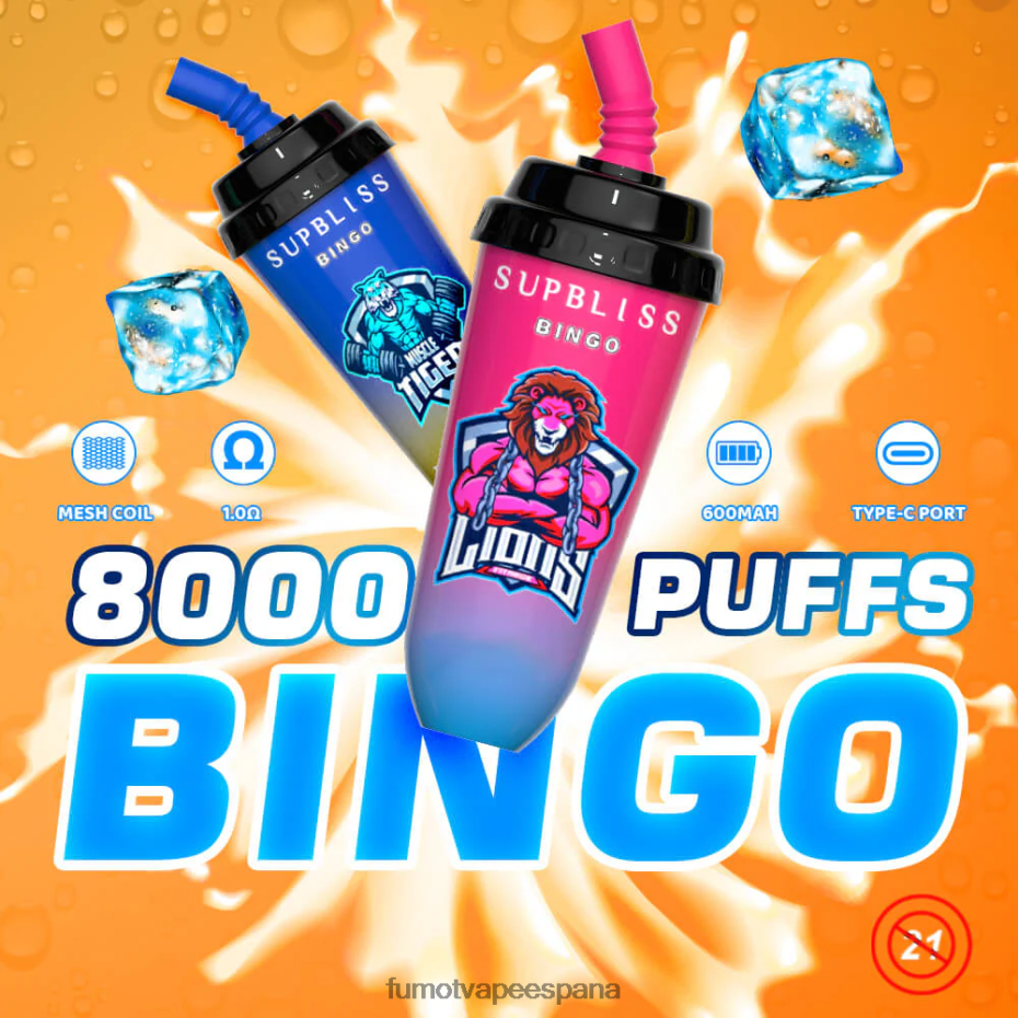 Fumot Supbliss Bingo Dispositivo de vapeo desechable 8000 de 16 ml (1 pieza) Fresa plátano Fumot sabores 2TBVR0407