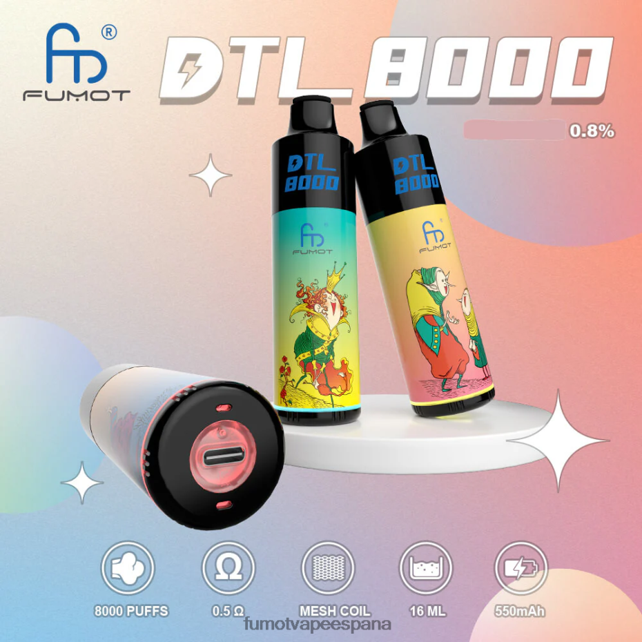 Fumot DTL Pluma vaporizador desechable 8000 - 16 ml (1 pieza) hielo de cono de nieve Fumot vape 2TBVR0424