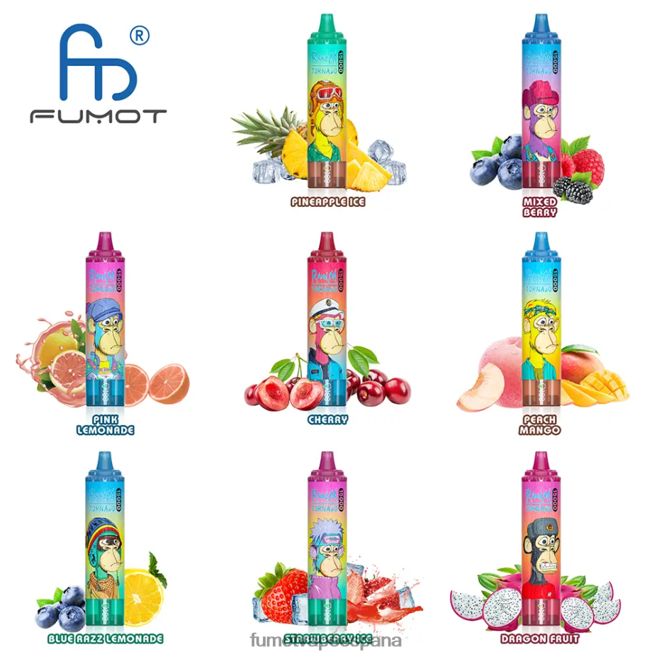 Fumot Tornado 15000 vaporizador desechable - 25ml (1 pieza) caramelo de durazno y arándanos Fumot factory 2TBVR0178