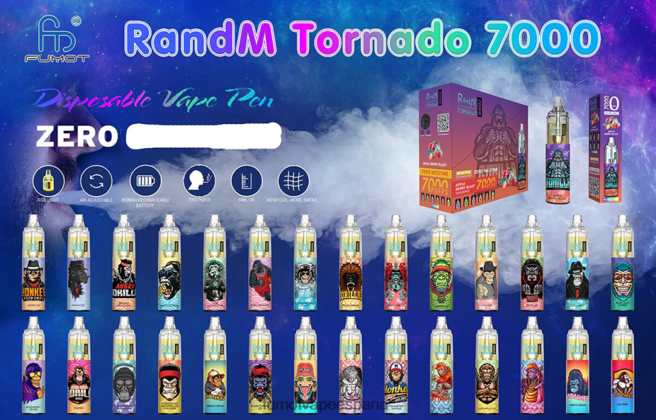 Fumot Tornado 7000 vapeador desechable 0% - 14ml (1 pieza) arándano cereza arándano vaporizador Fumot 2TBVR0549