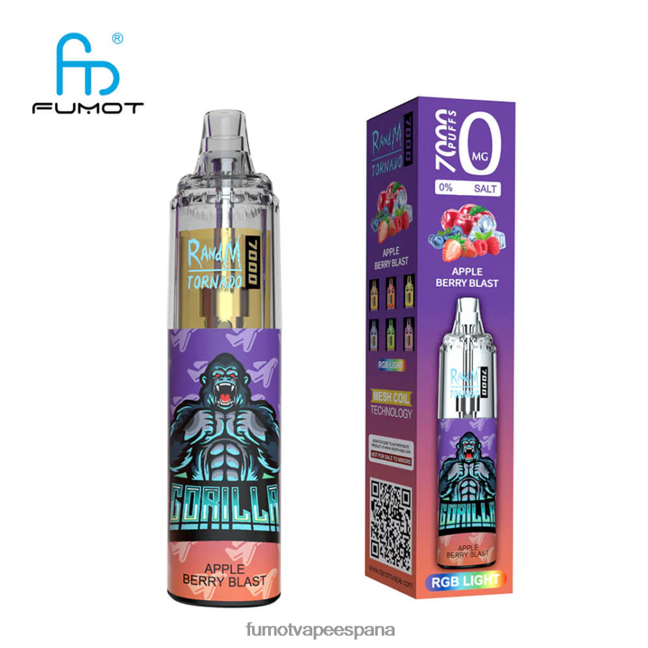 Fumot Tornado 7000 vapeador desechable 0% - 14ml (1 pieza) kiwi fresa Fumot vape españa 2TBVR0542