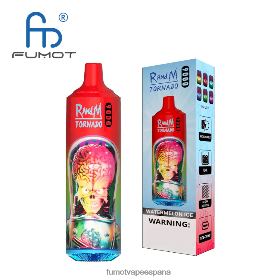 Fumot Tornado Bolígrafo vapeador desechable 9000 de 18 ml (1 pieza) arándano cereza arándano Fumot tech 2TBVR030