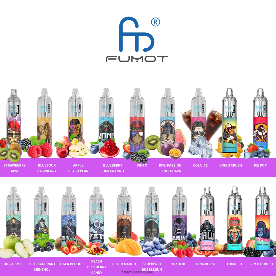 Fumot Tornado Pluma vaporizador desechable 0% 7000 14 ml (1 pieza) bayas mixtas Fumot vape 2TBVR0524