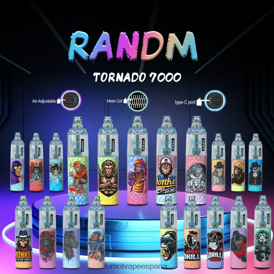 Fumot Tornado Pluma vaporizador desechable 7000 - 14 ml (1 pieza) caramelo de durazno y arándanos Fumot precio 2TBVR086