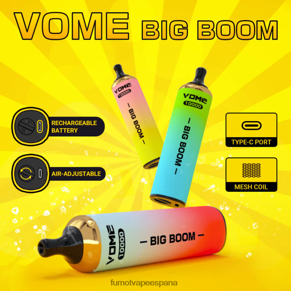 Fumot Vome Big Boom bolígrafo vapeador desechable 10000 - 20ml (1 pieza) Toro rojo Fumot vape 2TBVR0444